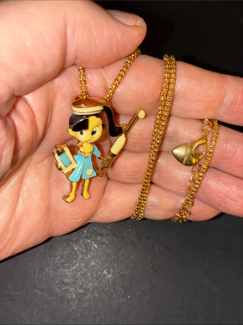 Nurse Necklace/Brooch Pin with Yellow and Blue Enamel